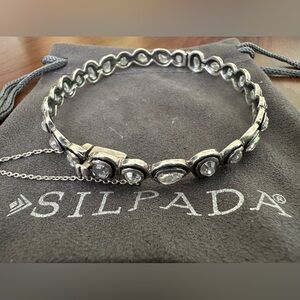 Silpada B2710 Sterling Silver and CZ Brilliance Hinged Bangle Bracelet